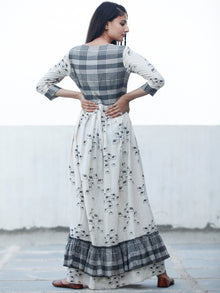 Casual Checks  - Block Printed Long Cotton Dress  - D353F1891