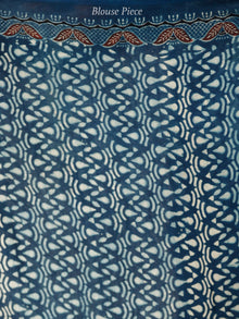 Indigo Maroon Beige Black Ajrakh Hand Block Printed Modal Silk Saree in Natural Colors - S031703720