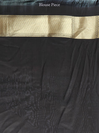 Banarasee Art Silk Saree With Bird Motif - Black & Gold - S031704333
