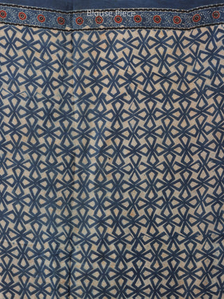 Indigo Black Maroon Ivory Ajrakh Hand Block Printed Modal Silk Saree - S031704262