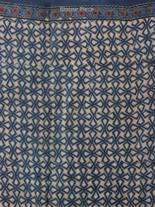 Indigo Black Maroon Ivory Ajrakh Hand Block Printed Modal Silk Saree - S031704262