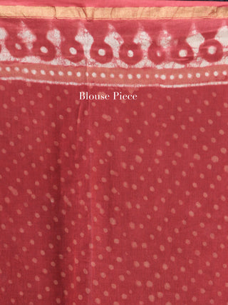 Rosewood Ivory Hand Block Printed Maheshwari Silk Saree With Zari Border - S031704527