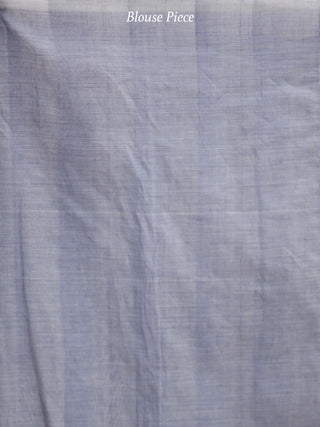 Steel Blue White Grey Ikat Handwoven Cotton Saree - S031704049