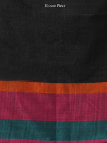 Banarasee Cotton Silk Saree With Zari Work - Black Pink & Antique Gold - S031704430