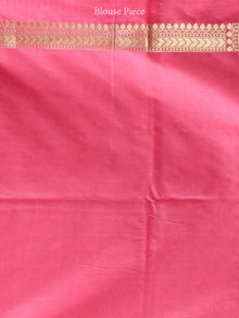 Banarasee Chanderi Silk Paisley Saree With Zari Border - Pink & Gold - S031704334