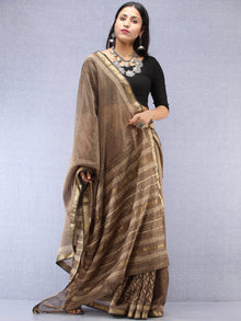 Kashish Ivory Hand Block Printed Maheshwari Silk Saree With Zari Border - S031704528