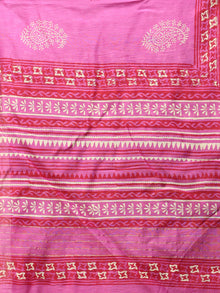 Pink Red Chanderi Hand Block Printed Dupatta - D04170713