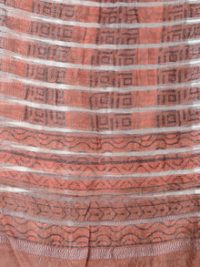 Rosewood Pink Silver Cotton Silk Hand Block Printed Dupatta  - D04170563