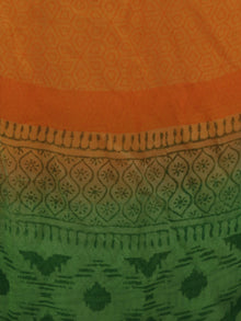 Green Orange Hand Block Printed Cotton Suit-Salwar Fabric With Chiffon Dupatta (Set of 3) - S16281304