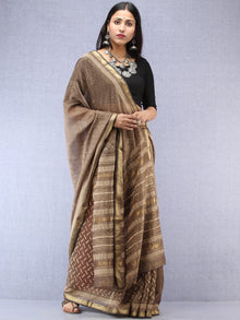 Kashish Ivory Hand Block Printed Maheshwari Silk Saree With Zari Border - S031704528