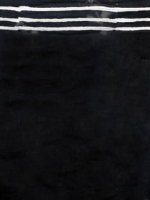 Black White Grey Hand Block Printed Cotton Mul Saree   - S031703041