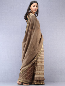 Kashish Ivory Hand Block Printed Maheshwari Silk Saree With Zari Border - S031704528