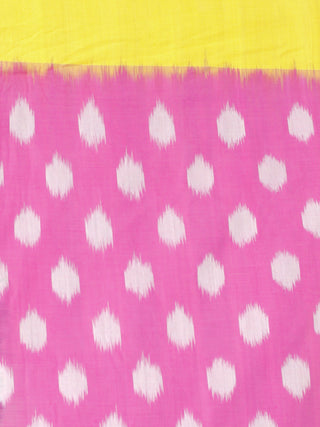 Lavender Black Yellow Double Ikat Handwoven Mercerised Cotton Saree With Ganga Jamuna Border - S031703663