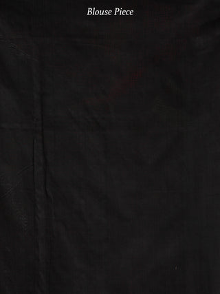 White Black Green Ikat Handwoven Cotton Saree - S031704054