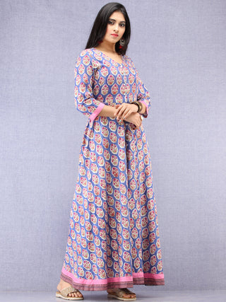 Kashida -  Hand Block Printed Front Open Cotton Dress  - D79F1093