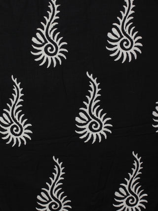 Black White Red Ivory Hand Block Printed Cotton Suit-Salwar Fabric & Dupatta - S1628189