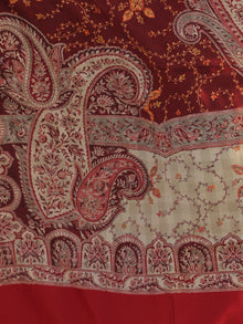 Maroon Beige Jamawar Needle Embroidered Woollen Kashmiri Shawl - S200549