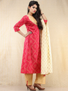 Rafya - Bandhani Printed Angrakha Embroidered Kurta Palazzo Set With Dupatta - SS02f2053