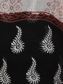 Black White Red Ivory Hand Block Printed Cotton Suit-Salwar Fabric & Dupatta - S1628189