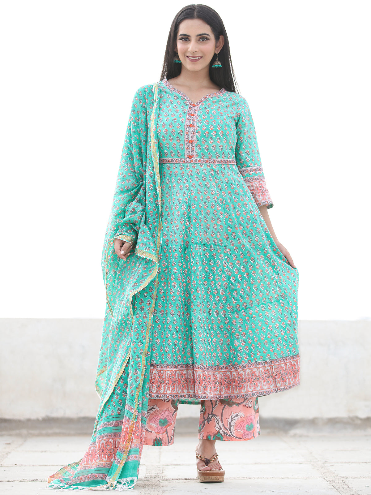 Jashn Kamna - Set of Anarkali Kurta Palazzo & Dupatta - KS25H2498D