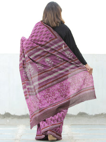 Lavendar White  Hand Block Printed  Cotton Mul Saree - S031704111