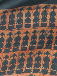 Lead Black Rust Ajrakh Hand Block Printed Modal Silk Saree in Natural Colors - S031703512