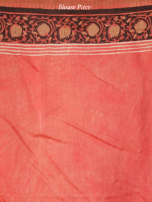 Rosewood Ivory Black Chanderi Silk Hand Block Printed Saree With Geecha Border - S031704000