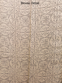Ivory Indigo Maroon Hand Block Printed Chiffon Saree with Zari Border - S031703233