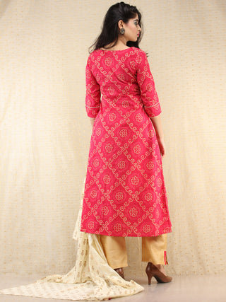 Rafya - Bandhani Printed Angrakha Embroidered Kurta Palazzo Set With Dupatta - SS02f2053