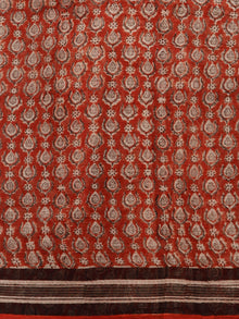 Red Beige Black Hand Block Printed Kota Doria Saree In Natural Colors - S031703477