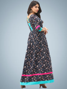 Nadya - Hand Block Printed Cotton Long Dress With Back Detailing - D136F1395