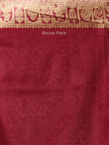 Banarasee Semi Silk Self Weave Saree With Resham Border - Plum & Golden - S031704289