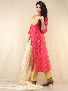 Rafya - Bandhani Printed Angrakha Embroidered Kurta Palazzo Set With Dupatta - SS02f2053