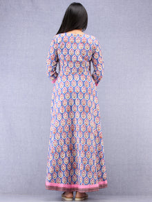 Kashida -  Hand Block Printed Front Open Cotton Dress  - D79F1093