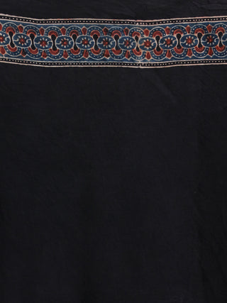 Maroon Black  Indigo Ajrakh Hand Block Printed Modal Silk Saree - S031704116