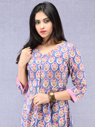 Kashida -  Hand Block Printed Front Open Cotton Dress  - D79F1093