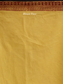 Yellow Maroon Black Bagh Hand Block Printed Cotton Saree - S031703818