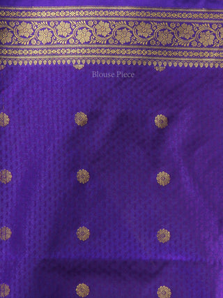 Banarasee Art Silk Self Weave Saree With Zari Work - Green Purple Gold  - S031704379