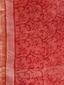 Pink Maroon Ivory Kota Silk Hand Black Printed Dupatta - D04170195