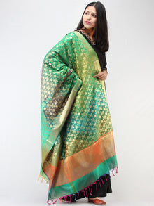 Banarasi Semi Georgette Dupatta With Zari Work -  Multi Shaded Green & Gold  - D04170908