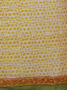 Ivory Yellow Green Hand Block Printed Cotton Suit-Salwar Fabric With Chiffon Dupatta (Set of 3) - S16281305