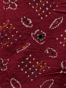 Red Blue White Hand Tie & Dye Bandhej Suit Salwar Dupatta (Set of 3) With Hand Embroidery & Mirror Work - S16281267
