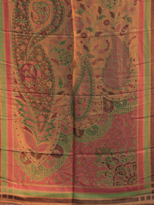 Peanut Brown Red Green Jamavari Silk Woollen Kashmiri Stole - S200534
