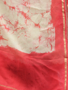 Beige Red Kota Silk Hand Block Brush Printed Dupatta - D04170447