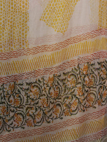 Ivory Yellow Green Hand Block Printed Cotton Suit-Salwar Fabric With Chiffon Dupatta (Set of 3) - S16281305
