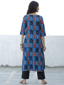 Indigo Rust Black Hand Block Printed Cotton Kurta - K192F1841