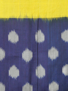Indigo Pink Yellow Grey Ikat Handwoven Ganga Jamuna Border Cotton Saree - S031703637