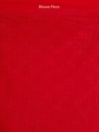 Black Grey Red White Double Ikat Handwoven Cotton Saree - S031703538