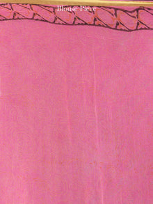 Pink Red Green Hand Block Printed Chiffon Saree with Zari Border - S031704609