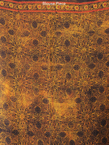 Mustard Rustic Black Ajrakh Hand Block Printed Modal Silk Saree - S031704195